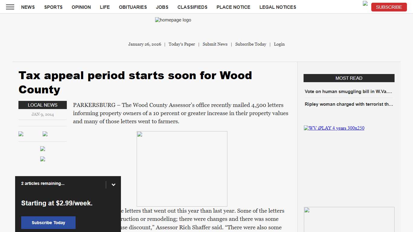 Tax appeal period starts soon for Wood County News, Sports, Jobs - News and Sentinel